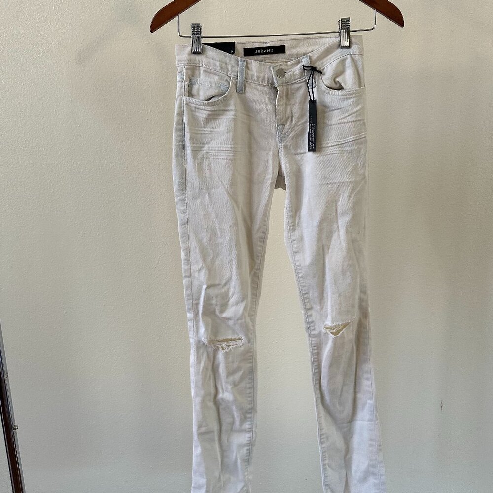 J Brand Distressed White Jeans